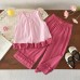 Cute Girls' Summer Outfit Set, Sleeveless Doll Top with Straight Leg Pants, Two-Piece Clothing for Kids