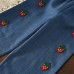 Cute Girls Summer Outfit Set Strawberry Knit Top Faux Denim Pants Two-Piece Set Children's Clothing