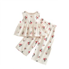 Cute Summer Outfit for GirlsMesh Spliced Top and Long Pants Set, Elegant and Sweet Vacation Look