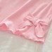 Girls' Summer Set  Ruffled Bow Short Sleeve T-Shirt and Charming Lace Floral Skirt Pants Two-Piece Set