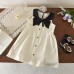 Girl Summer New Style Dress, Elegant Chanel-Style Sleeveless Flip Collar Princess Dress Popular Children's Dress