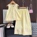 Girls' Outfit Summer Lace Patchwork Sleeveless Vest Top with Ruffle Pants Two-Piece Set