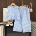 Girls' lace contrast plaid set, sleeveless top with wide-leg pants, stylish summer two-piece outfit trend