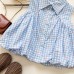 Cute Girls' Checkered Outfit Set, Sleeveless Blouse with Bubble Shorts, Stylish Two-Piece Set for Kids