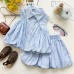 Cute Girls' Checkered Outfit Set, Sleeveless Blouse with Bubble Shorts, Stylish Two-Piece Set for Kids