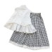 Fashionable Lace Tank Top and Plaid Wide-leg Pants Two-piece Set for Girls Summer Outfit