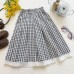 Fashionable Lace Tank Top and Plaid Wide-leg Pants Two-piece Set for Girls Summer Outfit