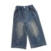 Girls' Denim Pants Summer New Butterfly Embroidery Wide Leg Pants Children's Versatile Casual Long Pants 
