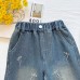 Girls' Denim Pants Summer New Butterfly Embroidery Wide Leg Pants Children's Versatile Casual Long Pants 