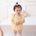 Cute Baby Girl Summer Lightweight Onesie with Checkered Pattern, Short Sleeve, Triangular Bottoms Infant Summer Outfit