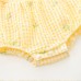 Cute Baby Girl Summer Lightweight Onesie with Checkered Pattern, Short Sleeve, Triangular Bottoms Infant Summer Outfit