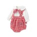 Cute Kids Plaid Romper Set Spring and Autumn New Style Triangle One-Piece 2-Piece Overalls Baby Bodysuit Cute Kids Plaid Romper Set Spring and Autumn New Style Triangle One-Piece 2-Piece Overalls Baby Bodysuit