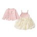 Fashionable New  Princess Dress Set for Girls Spring Summer Casual Outfit with Cardigan and Puffy Skirt