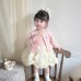 Fashionable New  Princess Dress Set for Girls Spring Summer Casual Outfit with Cardigan and Puffy Skirt
