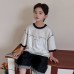 Children's loose fitting patchwork half sleeved top