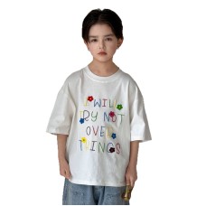 Embroidered Mid Sleeve Top