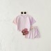 Pure cotton casual solid color two-piece set with color blocking