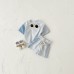Pure cotton casual solid color two-piece set with color blocking
