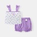 Cute Baby Girl Summer Sleeveless Set, Princess Strap Shorts Two-Piece Outfit