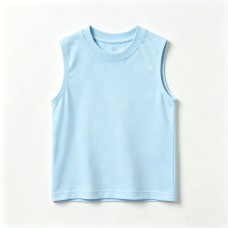 Cotton Solid Color Sleeveless Vest for Kids, Round Neck, Pure Cotton Children's T-Shirt, Unisex Summer Wear