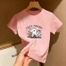 Summer New Children's Short Sleeve T-Shirt for Boys and Girls, Pure Cotton Kids Round Neck Cartoon Print Top