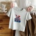 Summer New Children's Short Sleeve T-Shirt for Boys and Girls, Pure Cotton Kids Round Neck Cartoon Print Top