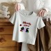 Summer New Children's Short Sleeve T-Shirt for Boys and Girls, Pure Cotton Kids Round Neck Cartoon Print Top