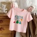Summer New Children's Short Sleeve T-Shirt for Boys and Girls, Pure Cotton Kids Round Neck Cartoon Print Top