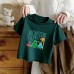 Summer New Children's Short Sleeve T-Shirt for Boys and Girls, Pure Cotton Kids Round Neck Cartoon Print Top