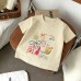 Summer New Children's Short Sleeve T-Shirt for Boys and Girls, Pure Cotton Kids Round Neck Cartoon Print Top