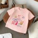 Summer New Children's Short Sleeve T-Shirt for Boys and Girls, Pure Cotton Kids Round Neck Cartoon Print Top