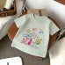 Summer New Children's Short Sleeve T-Shirt for Boys and Girls, Pure Cotton Kids Round Neck Cartoon Print Top