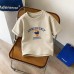 Summer New Children's Short Sleeve T-Shirt for Boys and Girls, Pure Cotton Kids Round Neck Cartoon Print Top