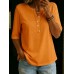 Classic Henley Neck Style Spring Summer New Women's Solid Color Button-Up Top