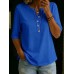 Classic Henley Neck Style Spring Summer New Women's Solid Color Button-Up Top