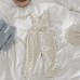 Floral print overalls set with adjustable overalls and straight leg pants