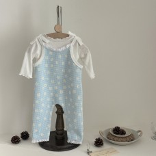 Blue full print floral overalls for spring and autumn styles
