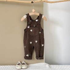 Flower Embroidered Strap Pants Cute Strap Pants