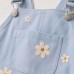 Flower embroidered overalls with adjustable shoulder straps versatile casual pants