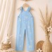 Flower embroidered overalls with adjustable shoulder straps versatile casual pants