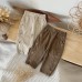 Flower embroidery high waisted versatile loose casual pants