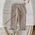 Lace hem floral pattern casual leggings Lace hem floral pattern casual leggings