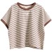 Striped loose round neck short sleeved T-shirt