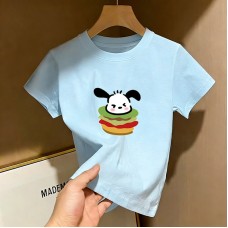 Summer New Children's Short Sleeve T-Shirt for Boys and Girls, Pure Cotton Kids Round Neck Cartoon Print 