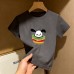 Summer New Children's Short Sleeve T-Shirt for Boys and Girls, Pure Cotton Kids Round Neck Cartoon Print 