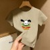 Summer New Children's Short Sleeve T-Shirt for Boys and Girls, Pure Cotton Kids Round Neck Cartoon Print 
