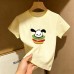 Summer New Children's Short Sleeve T-Shirt for Boys and Girls, Pure Cotton Kids Round Neck Cartoon Print 
