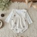Flower embroidery girl's cute crawling clothes