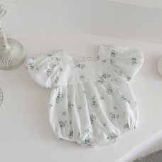 Floral soft bubble sleeves clothing triangle crawling