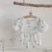 Floral soft bubble sleeves clothing triangle crawling